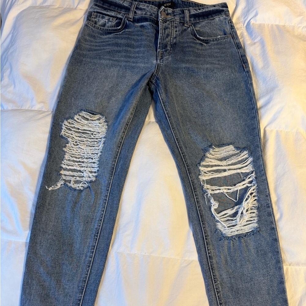 AFRM Blue Distressed Skinny Jeans